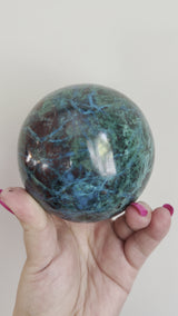 High Quality Large Chrysocolla sphere from Peru. 2lbs 6.2oz.