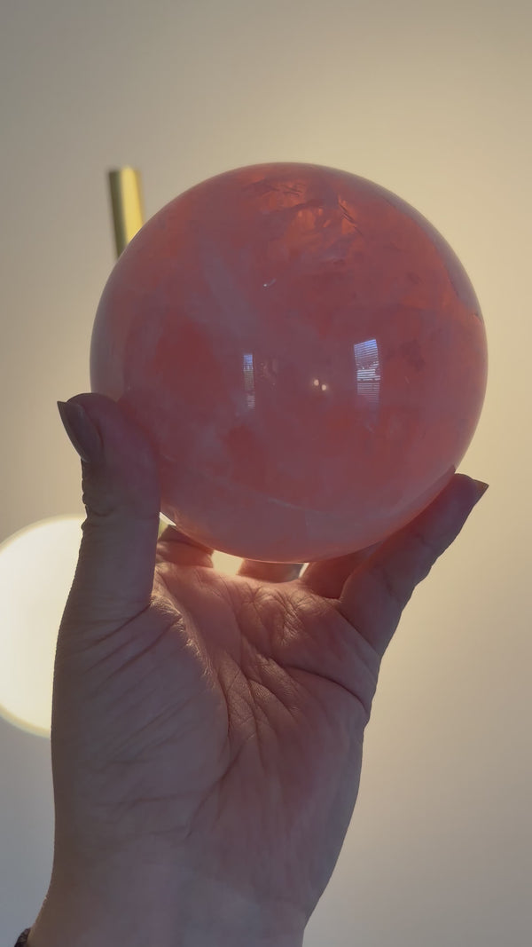 High Quality Extra Large Rose Quartz Sphere from Brazil. 3.5 lbs.