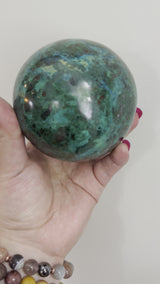 High Quality Large Chrysocolla sphere from Peru. 2lbs 10.8oz.