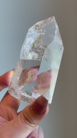 High Grade Quartz tower with Rare Rainbow Feather.