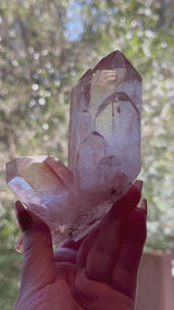 Pink Himalayan Cathedral Quartz Cluster. 1lb 3oz. Stand included.