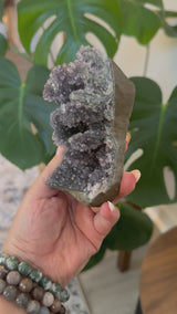 Stunning Black Galaxy Amethyst cluster from Paraguay. Cut base displays two ways.