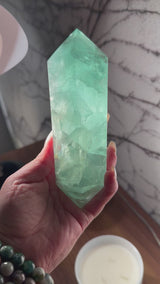 Extra Large Fluorite Double Terminated Point with Custom stand. 1lb. 12oz.