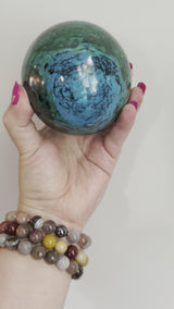 High Quality Large Chrysocolla sphere from Peru. 2lbs 6.7oz.