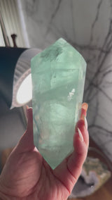 Extra Large Rare Fluorite Double Terminated Point with Cubic phantoms. Custom stand included. 1lb.14oz.