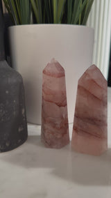 Red Hematoid Quartz obelisks. Hand carved Fire Quartz tower for grounding from Brazil.