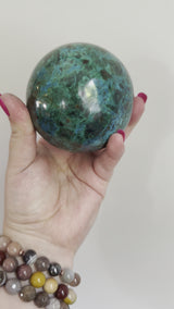 High Quality Large Chrysocolla sphere from Peru. 1lb 15oz.