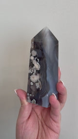 Black Flower Agate tower from Madagascar. Goregous large Flower Agate Tower.