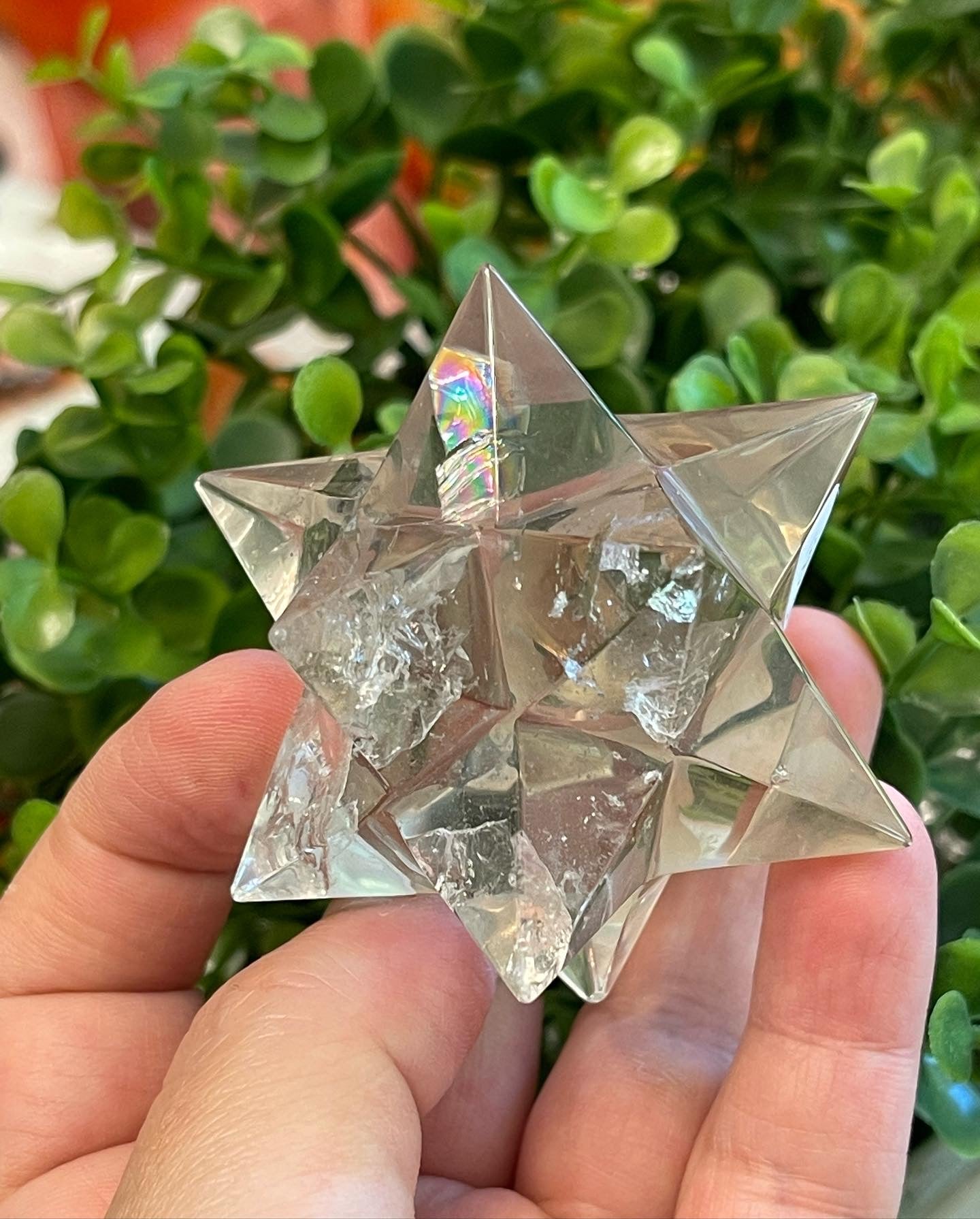 Light Smoky Quartz Polished Stars from Brazil with 12 Points and Rainbows