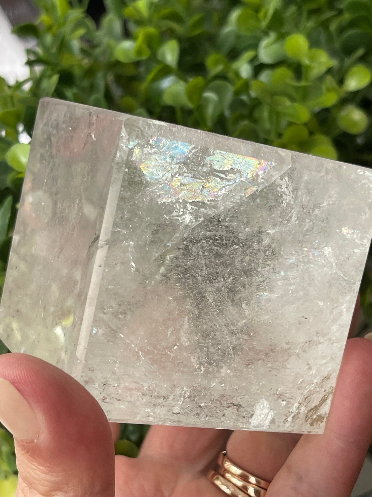 Quartz Hexahedron from Brazil. Polished large clear Quartz Platonic Shape.