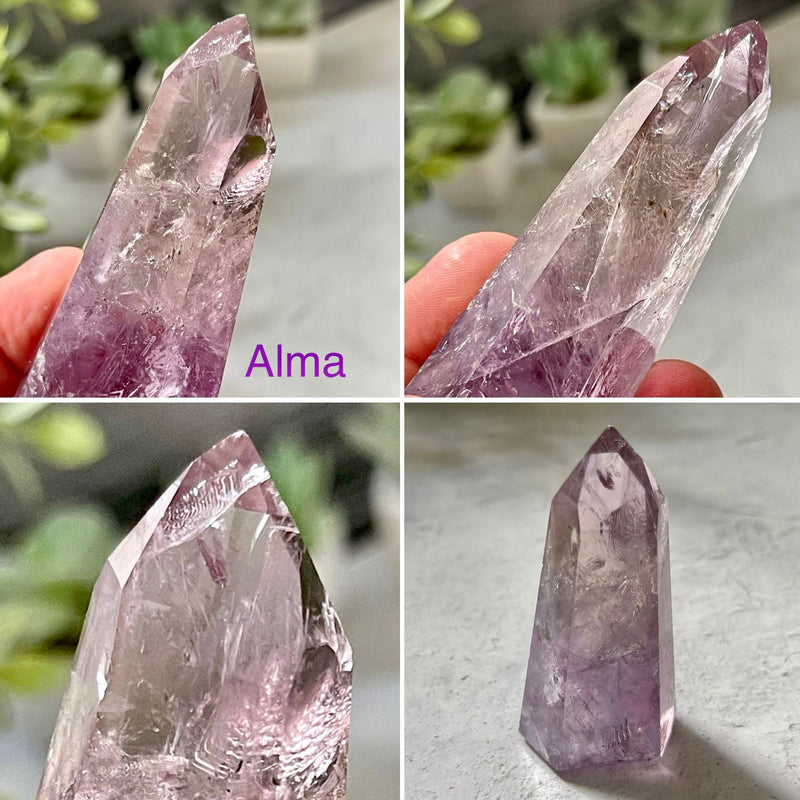 Grade AAA Amethyst Towers, Polished Gemmy Brazilian Amethyst Towers with phantoms and rainbows