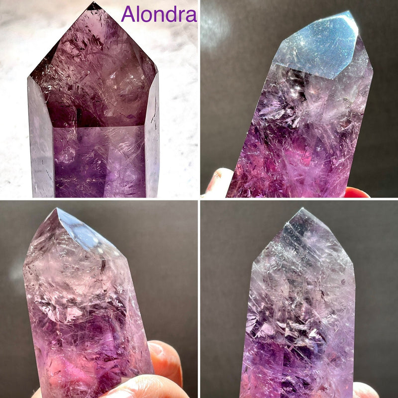 Grade AAA Amethyst Towers, Polished Gemmy Brazilian Amethyst Towers with phantoms and rainbows