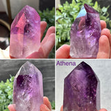 Grade AAA Amethyst Towers, Polished Gemmy Brazilian Amethyst Towers with phantoms and rainbows