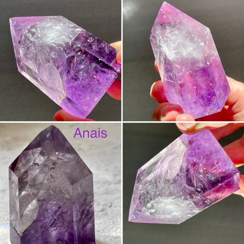 Grade AAA Amethyst Towers, Polished Gemmy Brazilian Amethyst Towers with phantoms and rainbows