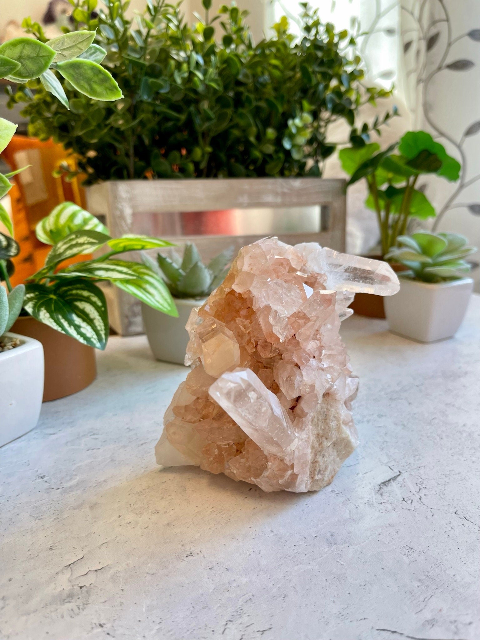 High Grade Pink Samadhi Himalayan Quartz Cluster from India