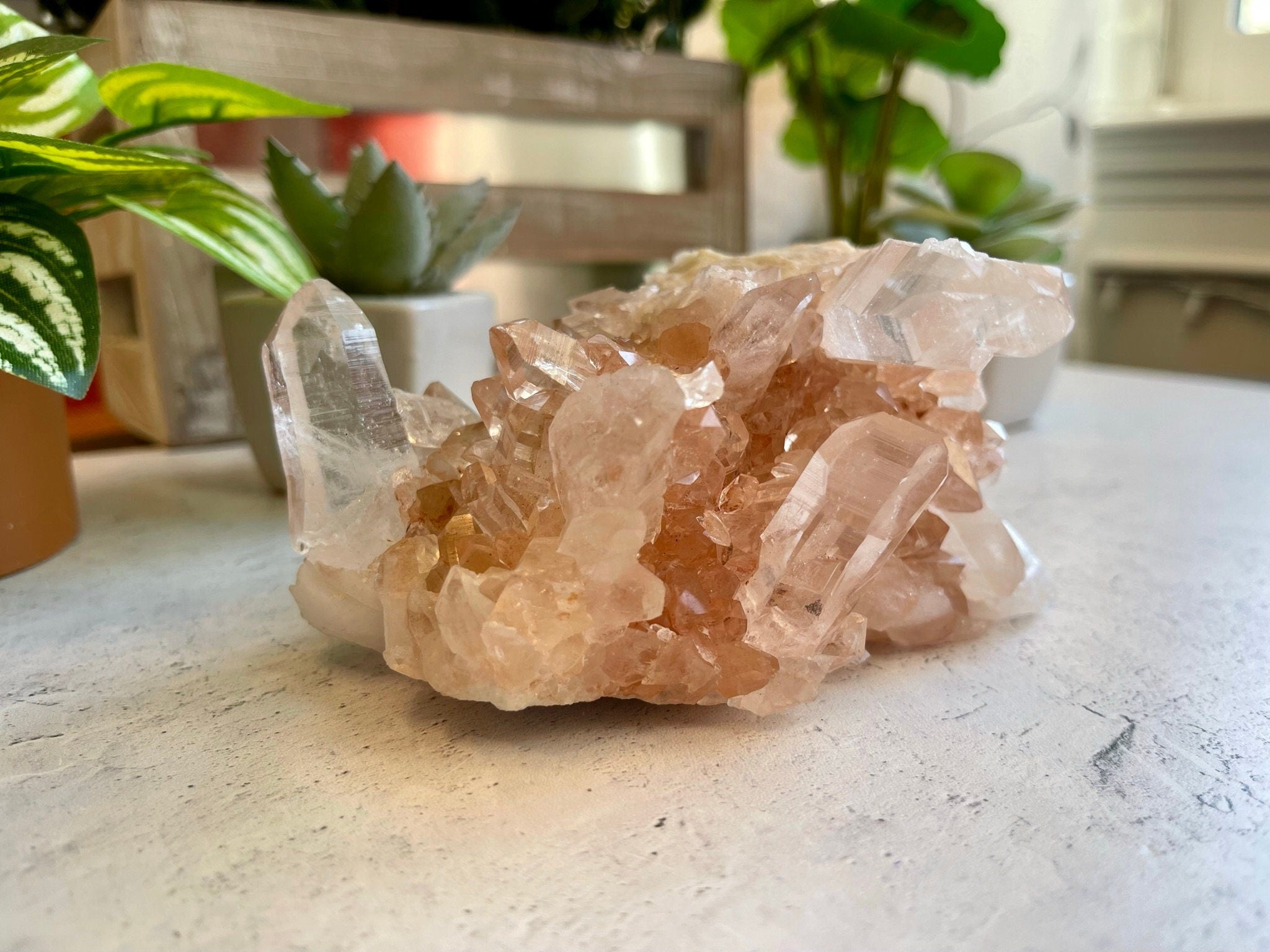 High Grade Pink Samadhi Himalayan Quartz Cluster from India