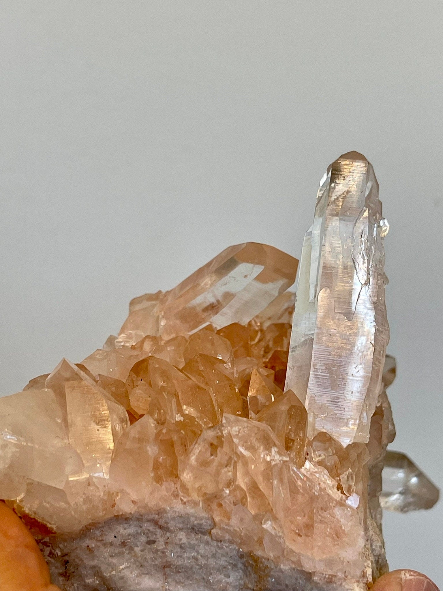 High Grade Pink Samadhi Himalayan Quartz Cluster from India