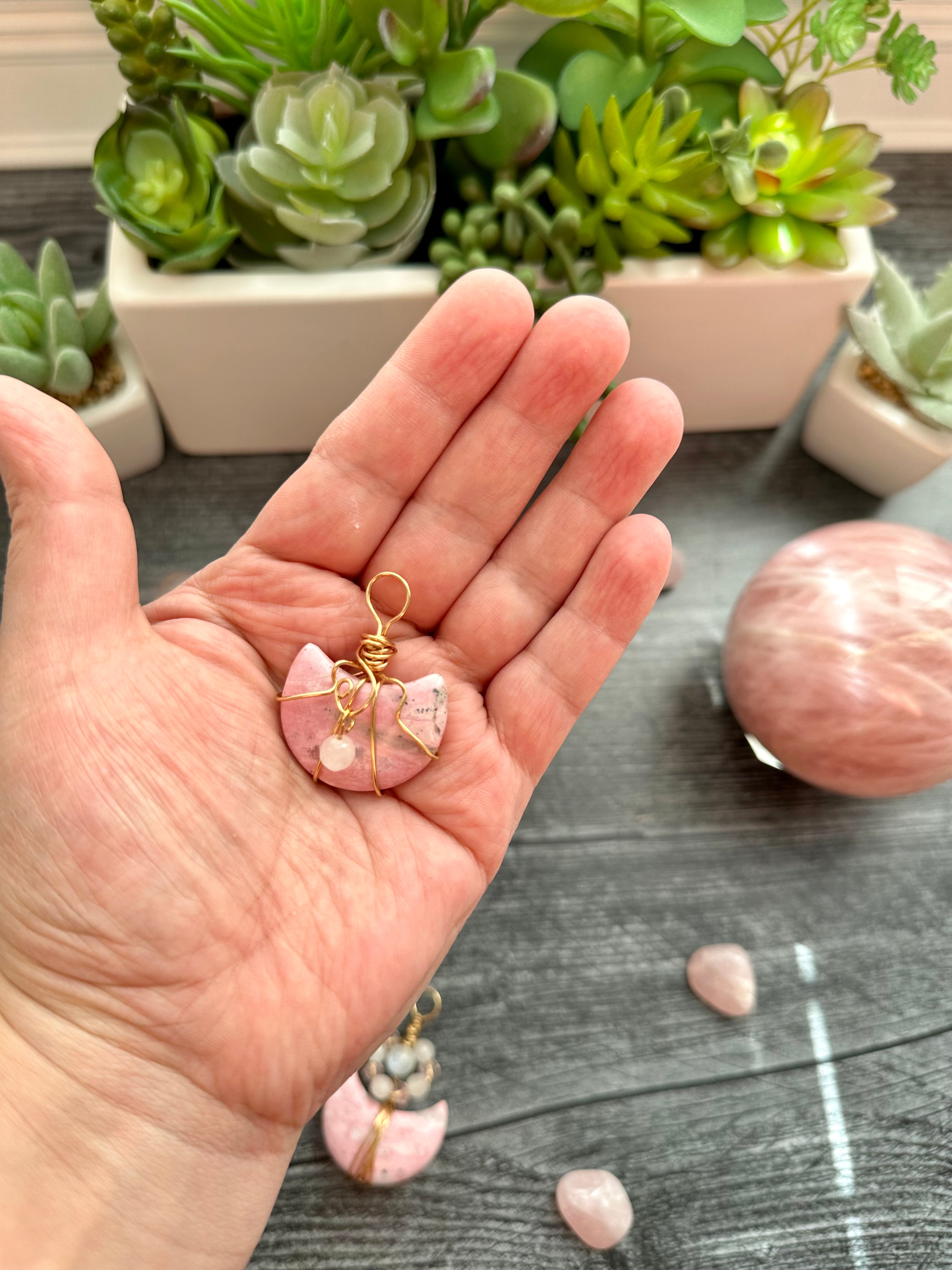 Rhodonite Hand-Wired Pendants