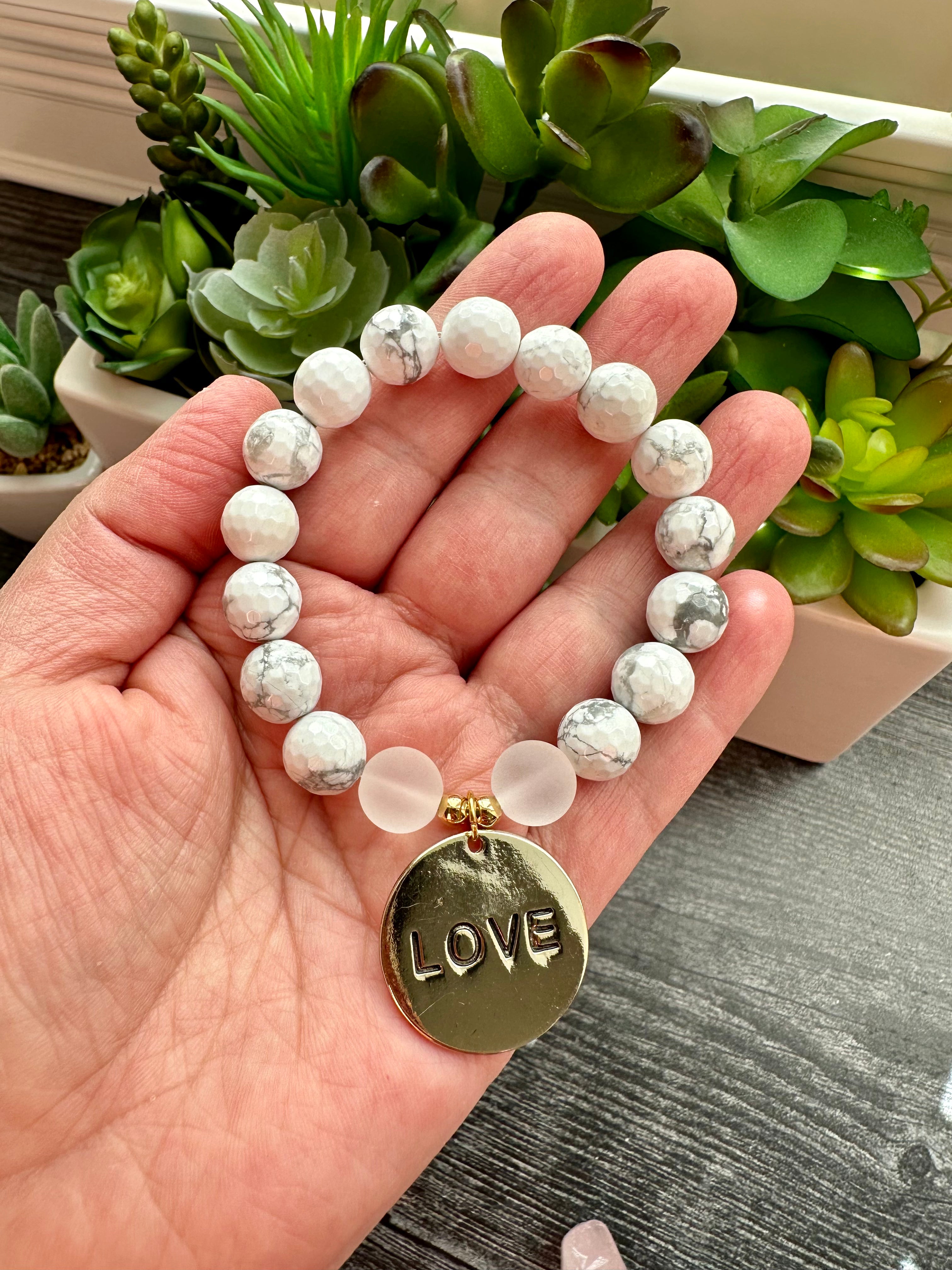 Stacked Crystal Beaded Bracelets in Pink and Grey tones