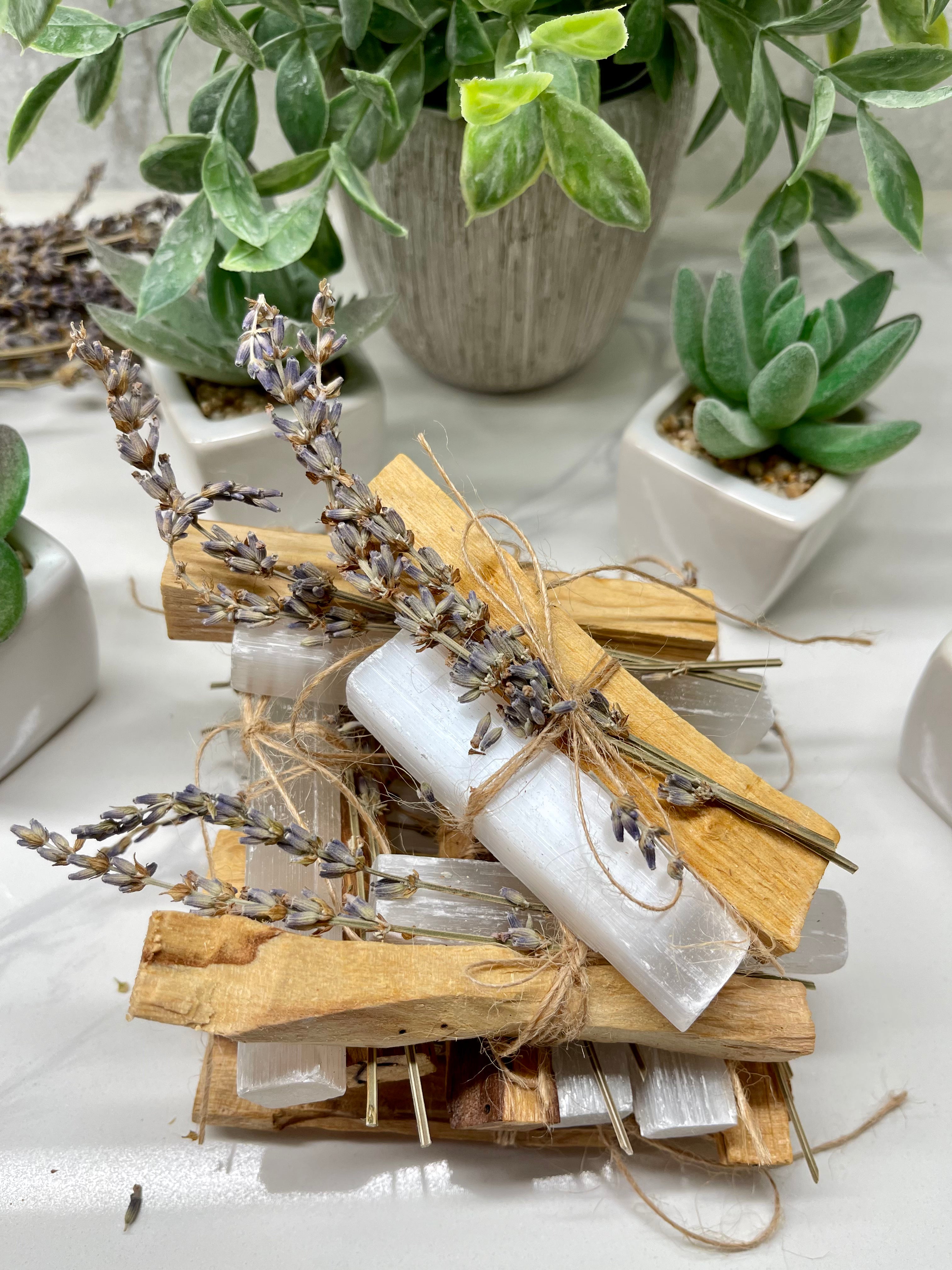 Selenite and Palo Santo bundles