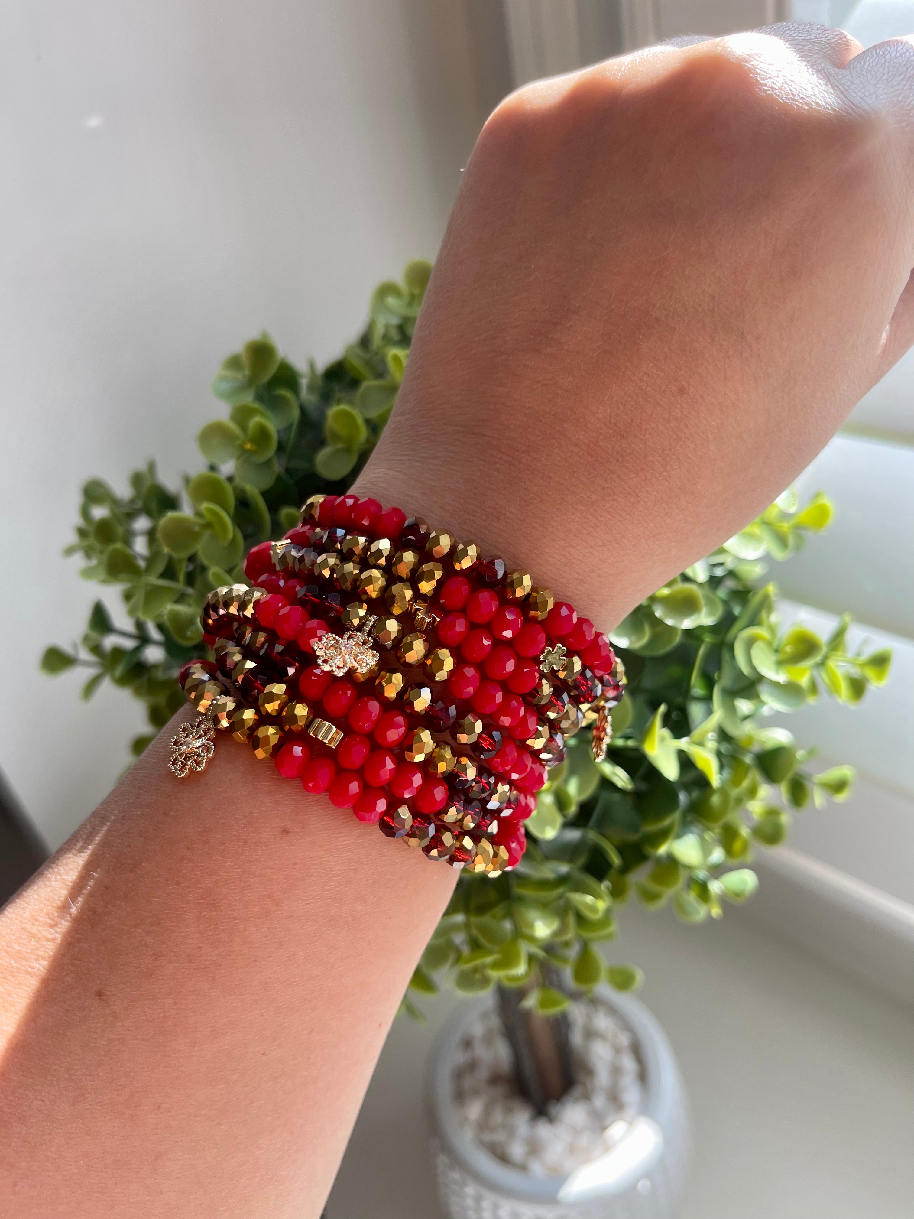 Red and Gold Abundance Attraction Infinity Bracelet