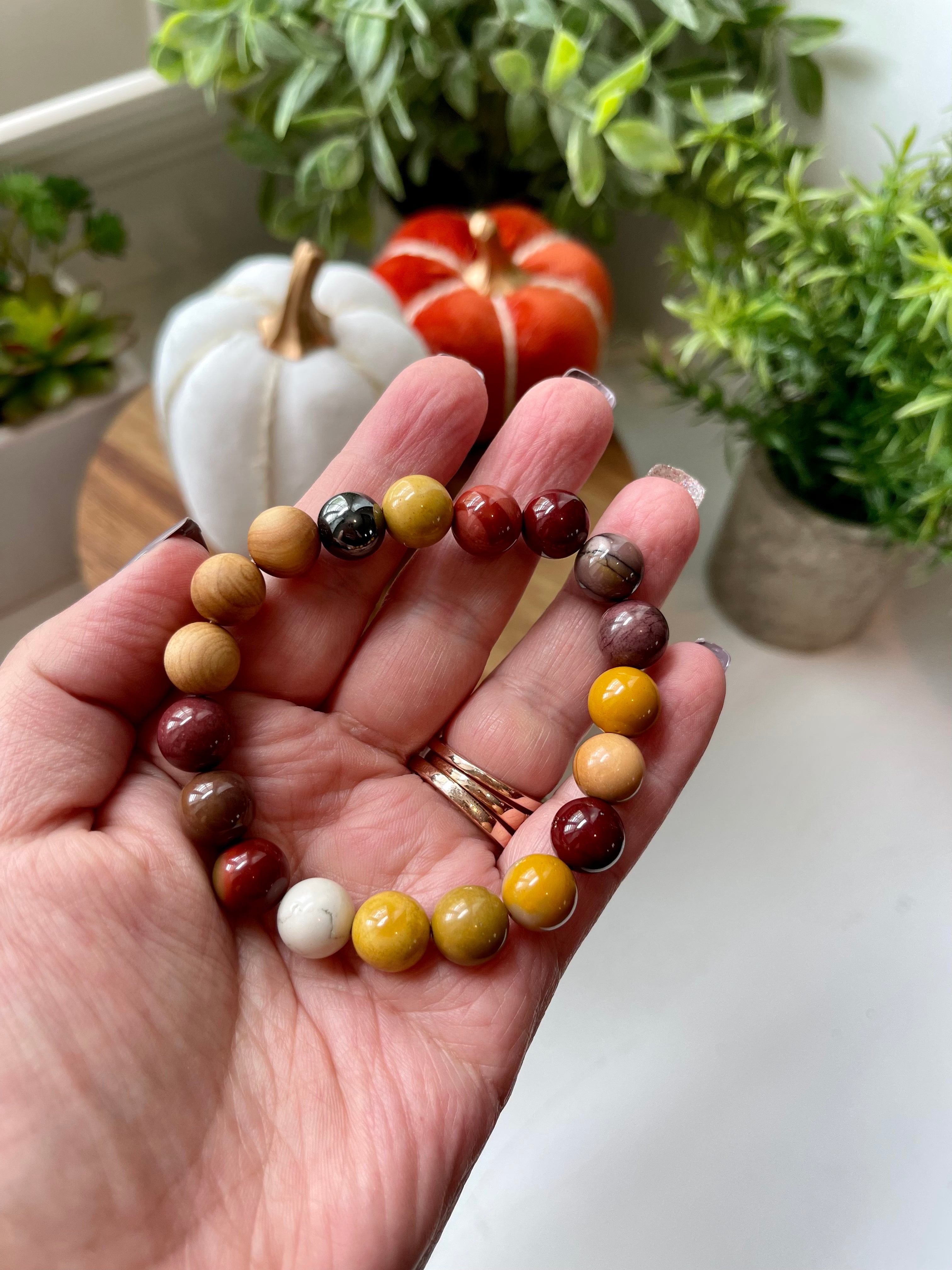 Handmade Mookaite bracelet. 10mm Natural crystal beads