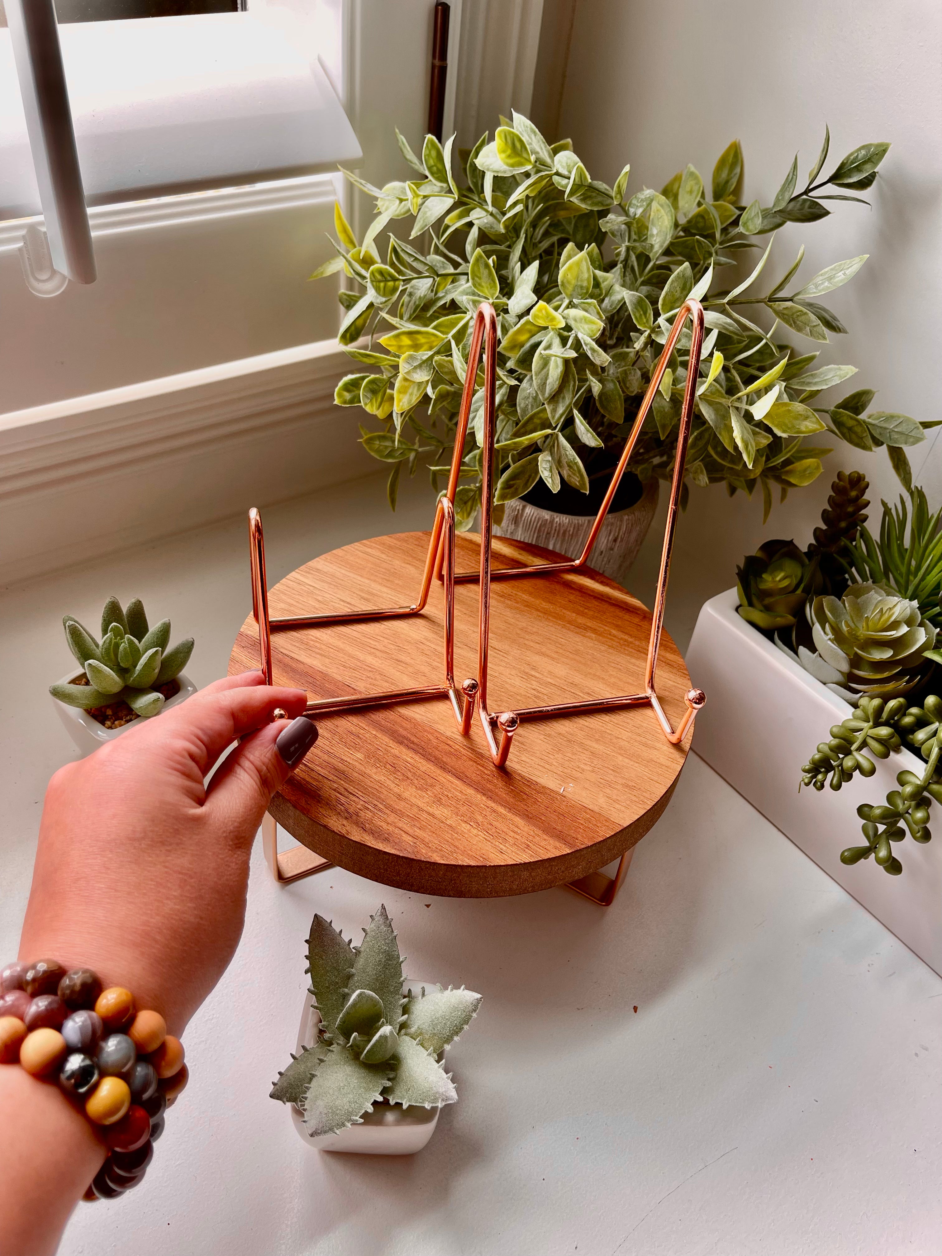 Rose Gold Crystal stands. Display for crystal clusters and slabs