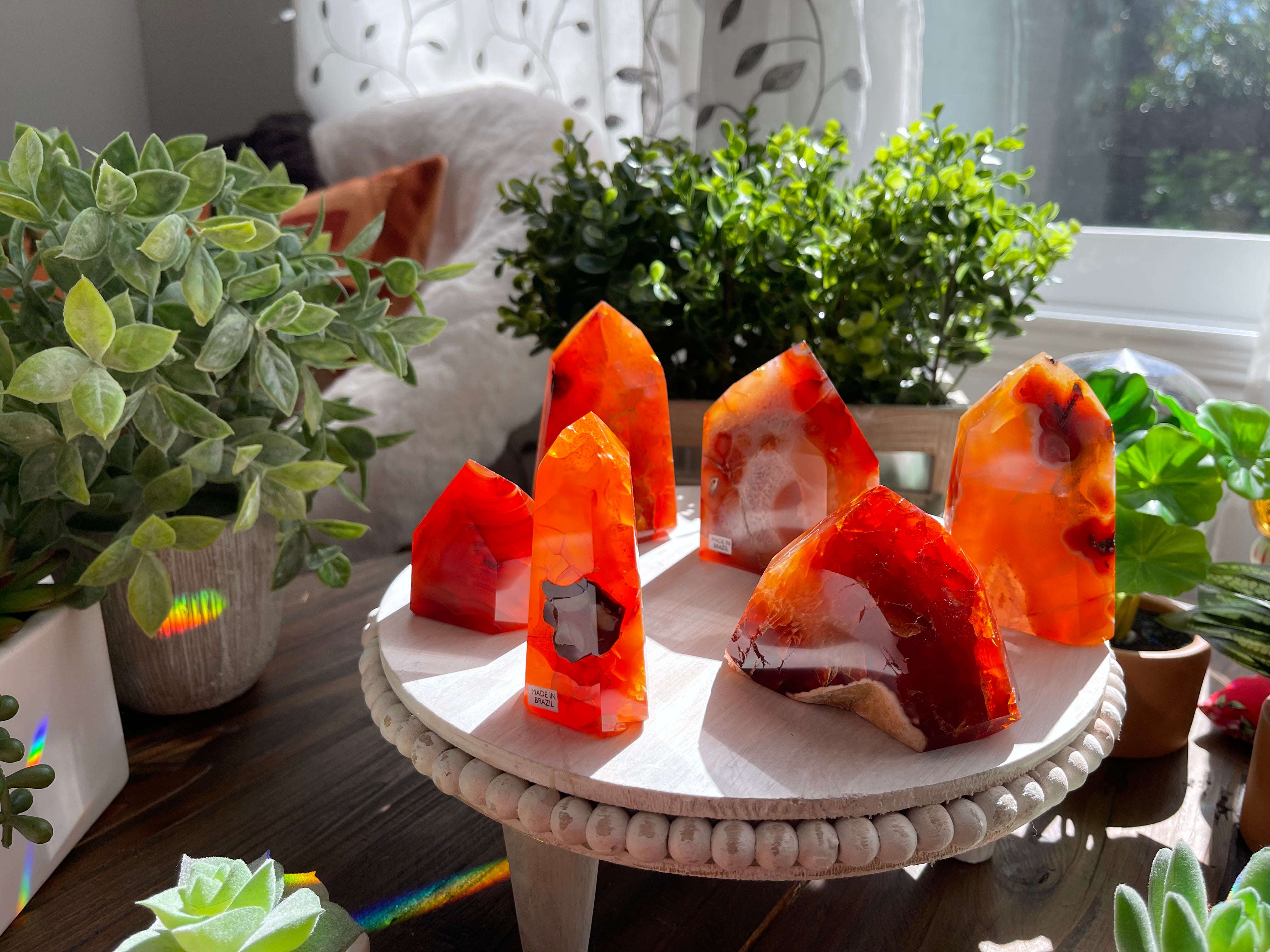 Carnelian Polished Towers from Brazil