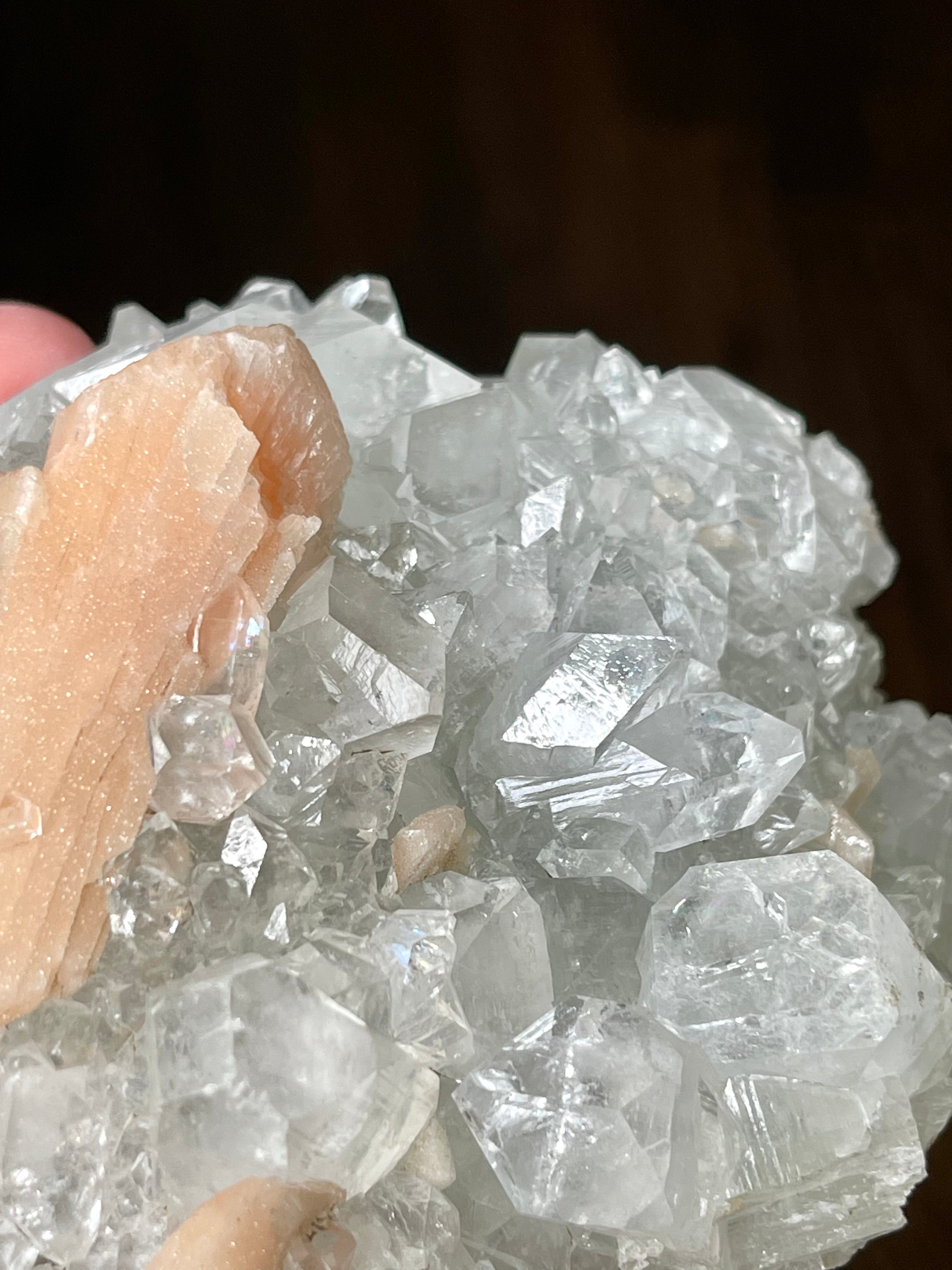 Apophyllite with Stillbite cluster from India. High grade Apophyllite 455gr.