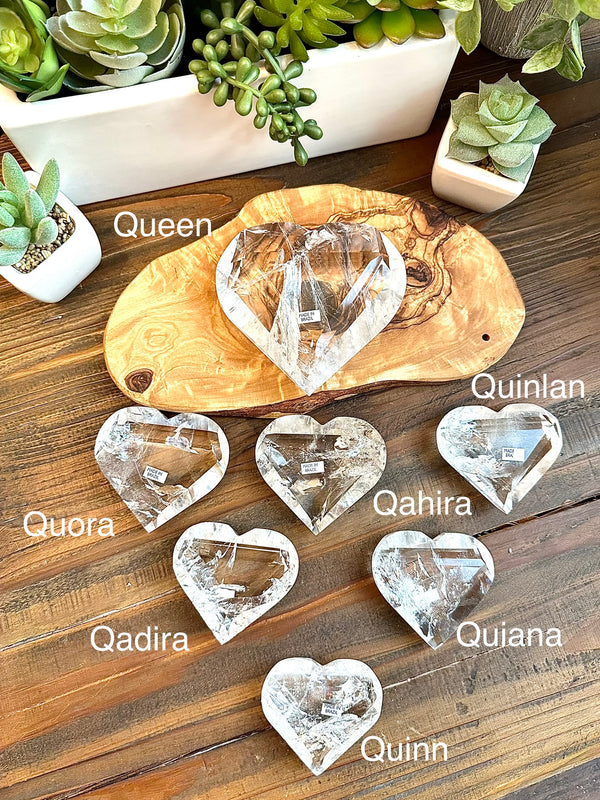 Quartz Polished Hearts with Rainbows from Brazil