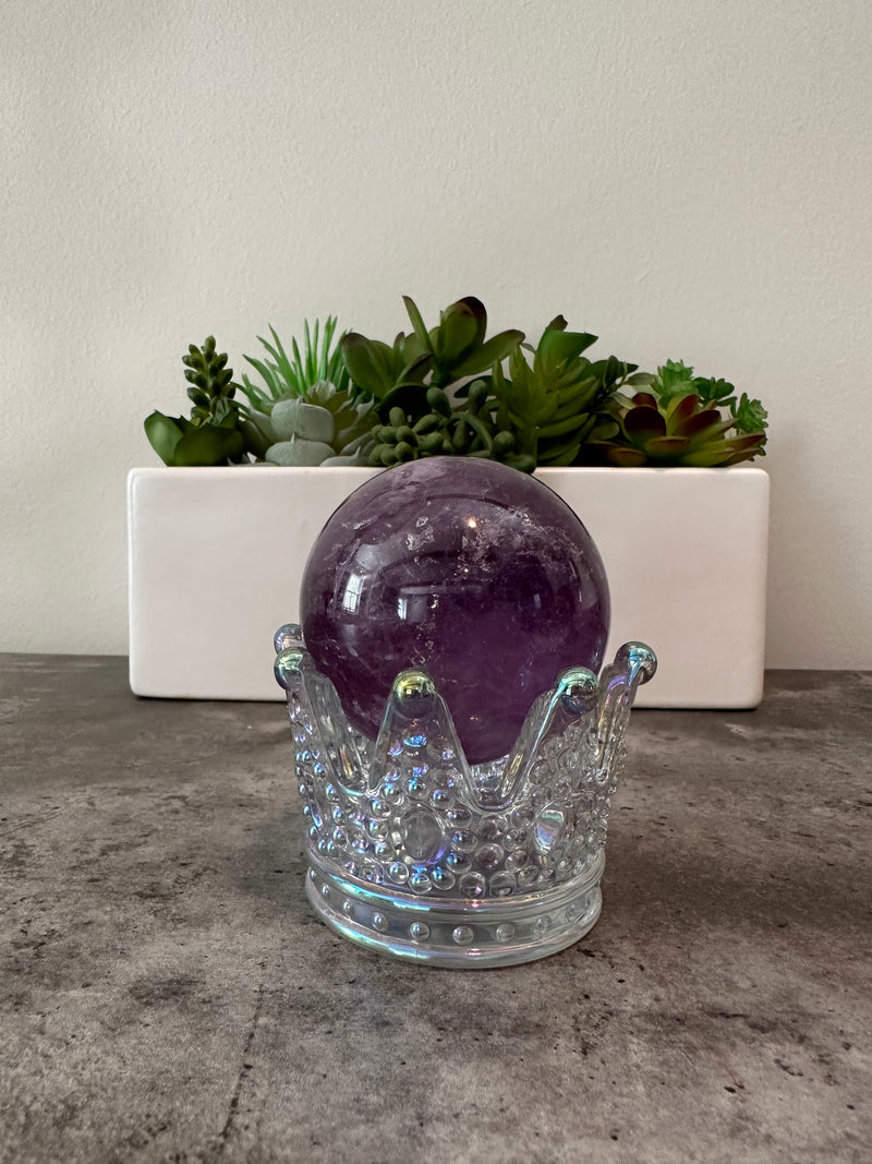 Crystal Crown Sphere Stands. Aura Crown Glass Sphere Display Holders