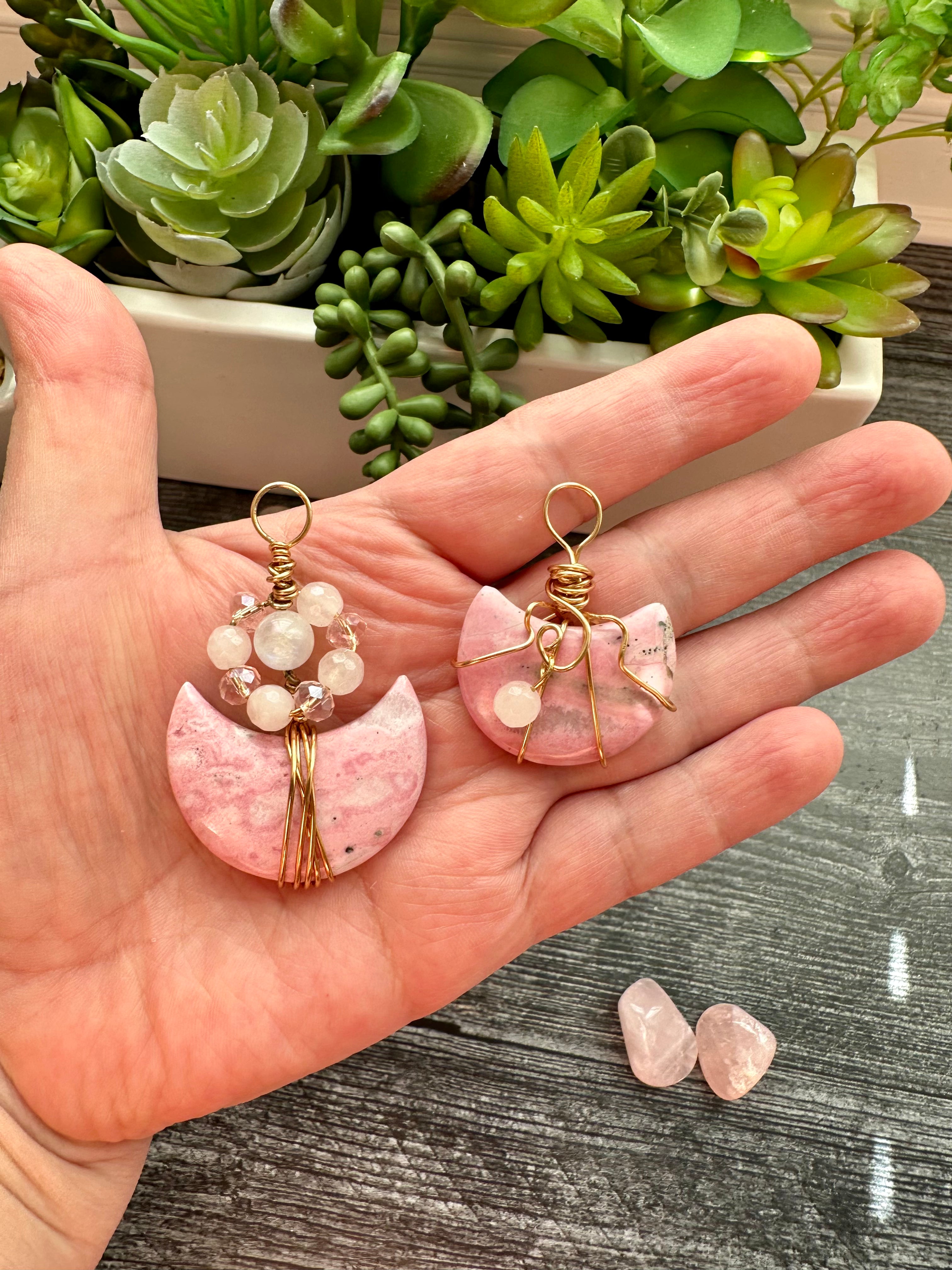 Rhodonite Hand-Wired Pendants