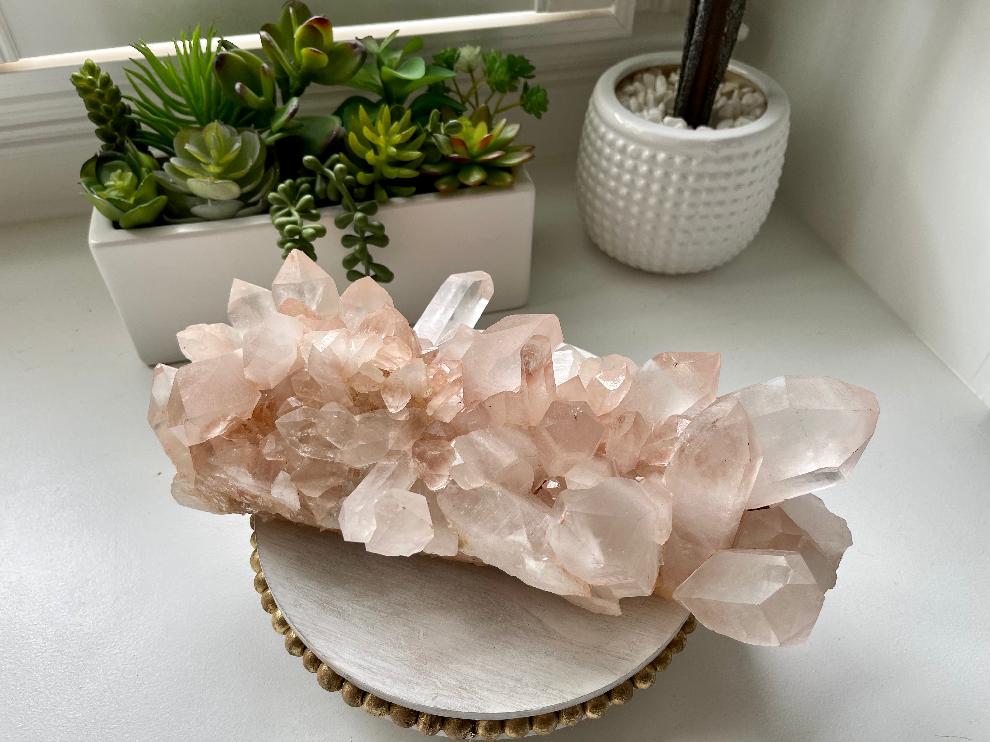 Pink Himalayan Quartz Cluster. High grade Samadhi cluster from India. Over 5lb.