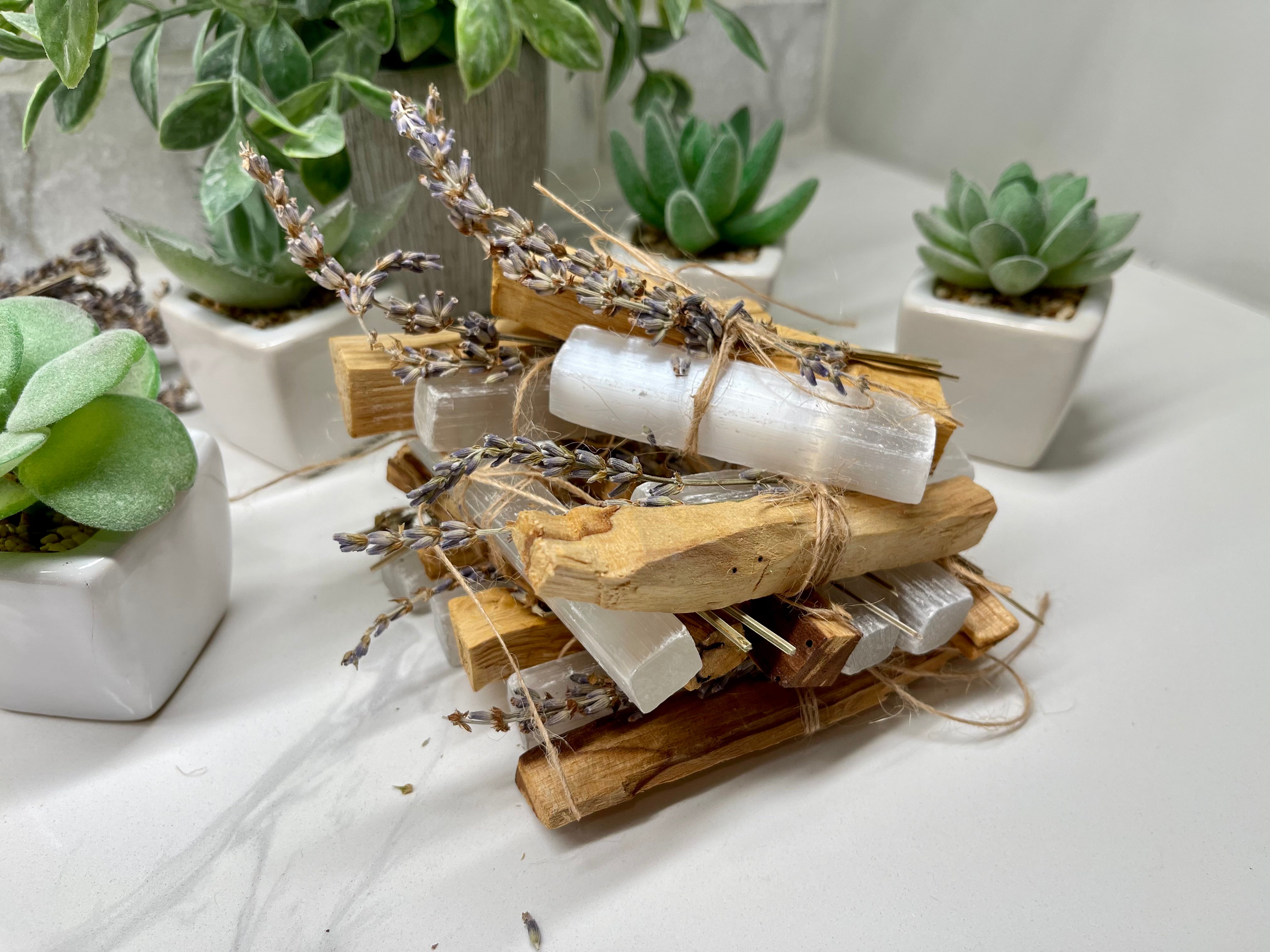 Selenite and Palo Santo bundles