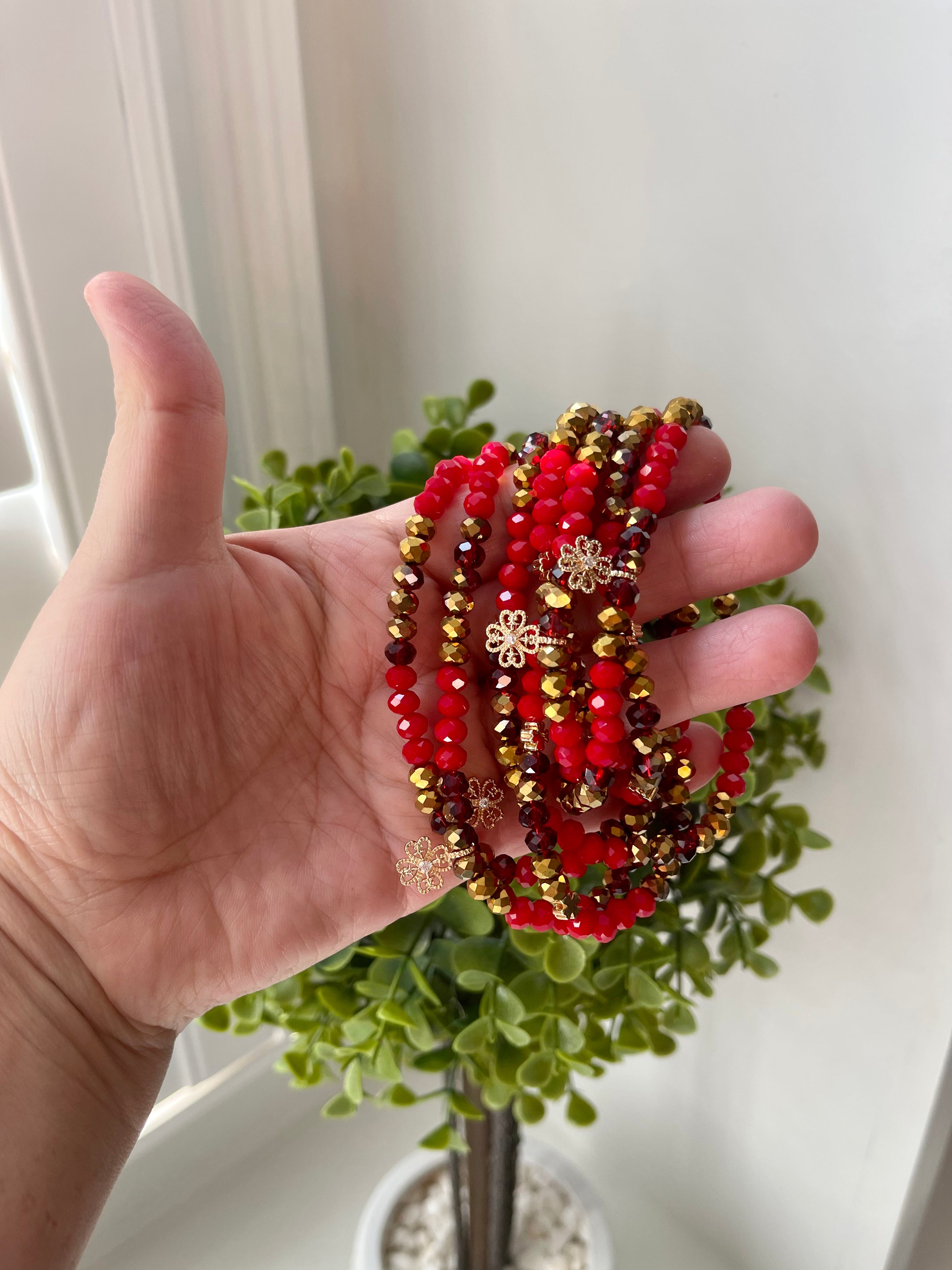 Red and Gold Abundance Attraction Infinity Bracelet