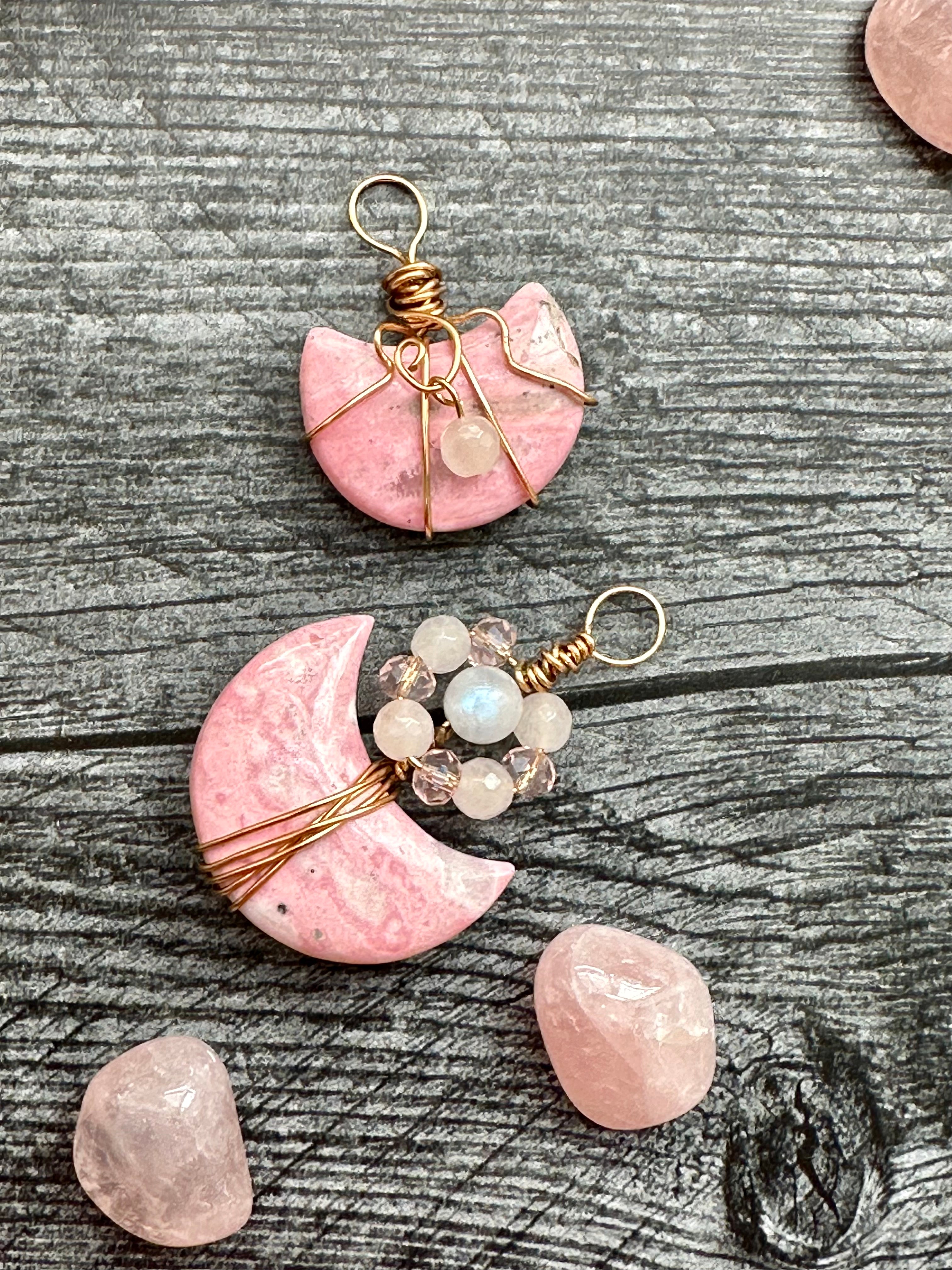 Rhodonite Hand-Wired Pendants