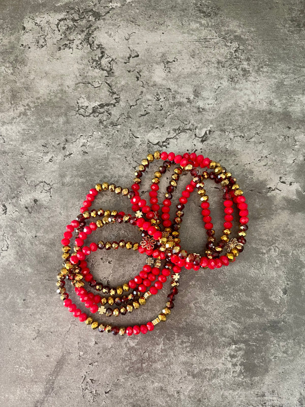 Red and Gold Abundance Attraction Infinity Bracelet